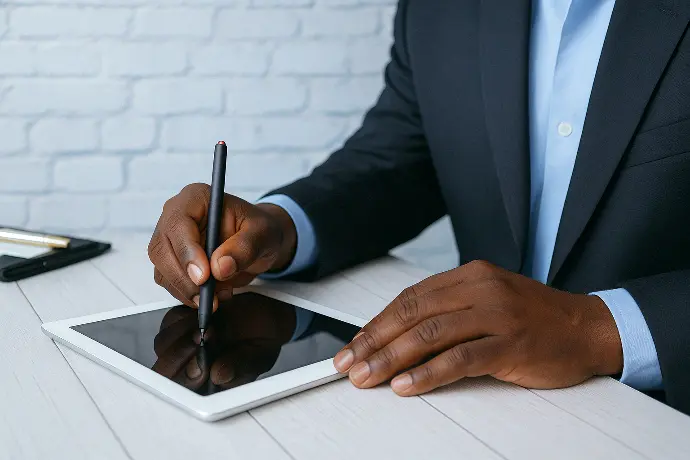 Investor setting up Self Directed IRA on their tablet
